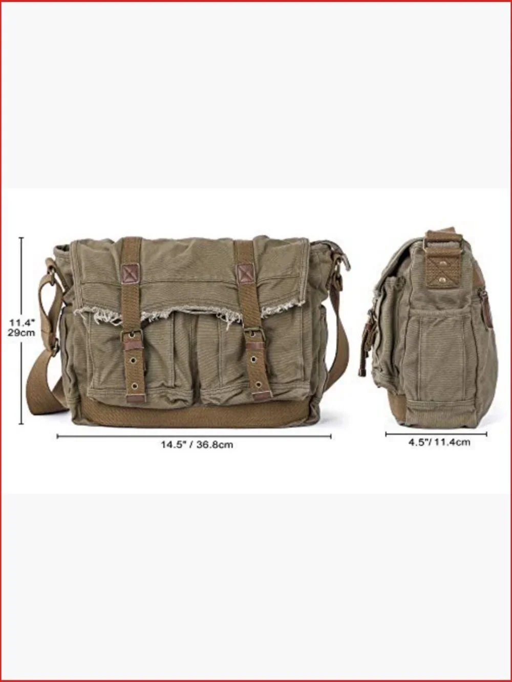 Canvas Messenger Bag Frayed Style Shoulder Purse